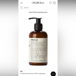 Brand New Le Labo Tonka 25 Body Lotion